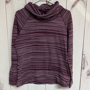 KÜHL Piper Cowl Neck Women’s Large Burgundy Stripe Knit Pullover